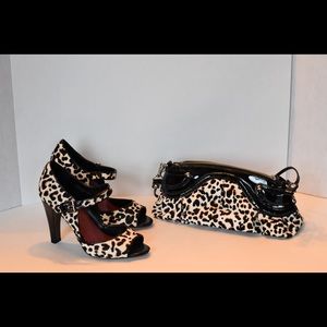 White House Black Market leopard print heels/purse